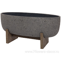 Кашпо Nobilis Marco "Brown acacia Oval" (файкостоун), 86x32xH41,5 см, на подставке - фото 1