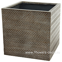 Кашпо Nobilis Marco "Fishbone fossil wood Cube" (файкостоун), 50х50хH50 см - фото 1