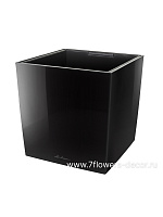 Кашпо Lechuza "Cube Premium Complete black high gloss" (пластик), 40x40xH40 см - фото 1