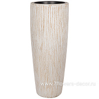 Кашпо Nobilis Marco "Bark texture vintage white Vase" (файкостоун), D47xH120 см, с теx.горшком - фото 1